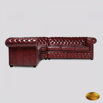 Brighton 3H3-zits bank - Antiek Bordeaux Rood