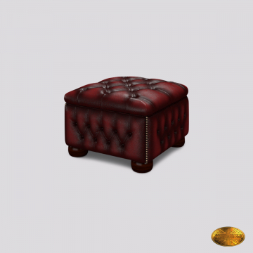 Pouffe Buttoned (H) Seater  - Antique Red