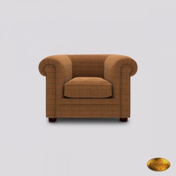 Halifax fauteuil - Harris Tweed Huntsman Check Burnt Umber