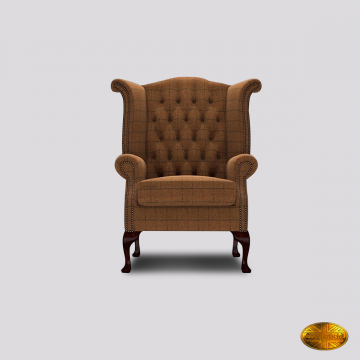 Selby Fauteuil - Harris Tweed Huntsman Check Burnt Umber